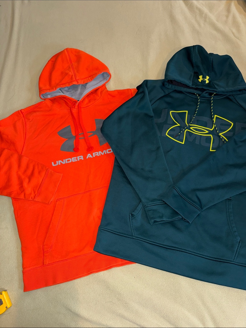 Under Armour Men’s ' Orange & Green Performance Hoodies set of two